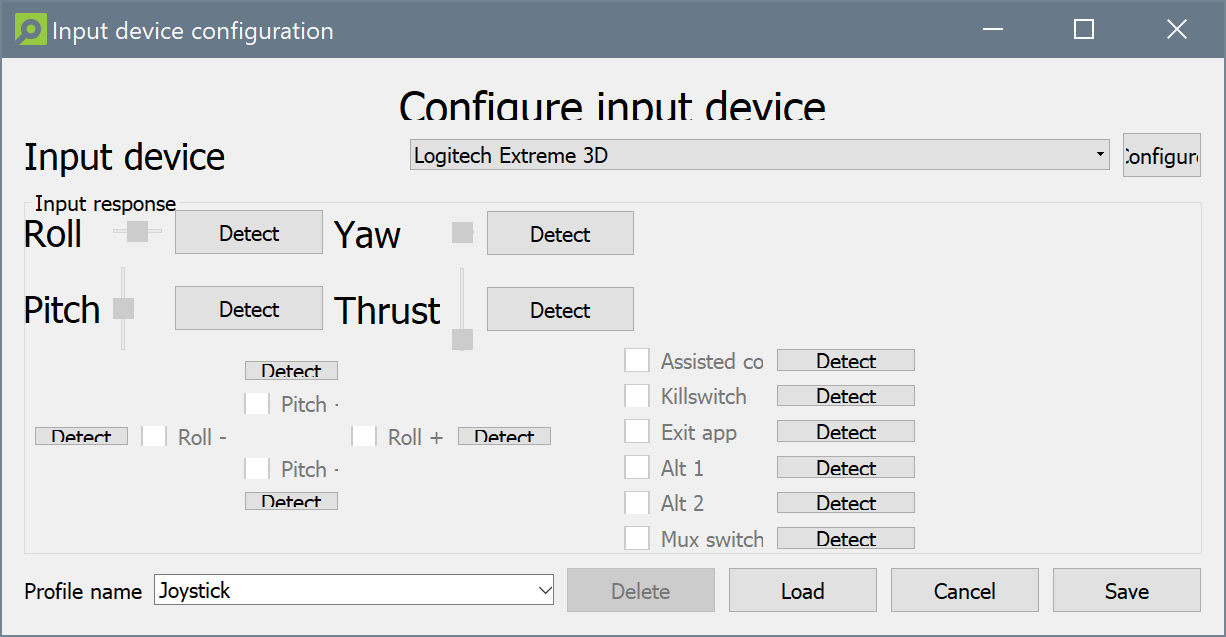 Input mapping configuration dialog